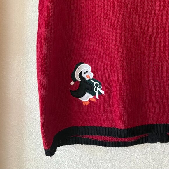 Holiday Editions Ugly Christmas Sweater Vest Zip Skiing Penguins Snowman Size 1X - Picture 8 of 11